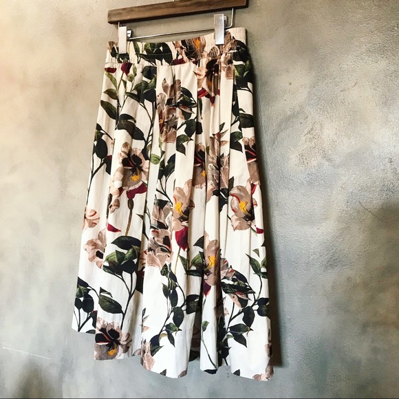 Zara Dresses & Skirts - Zara floral midi skirt with elastic waist